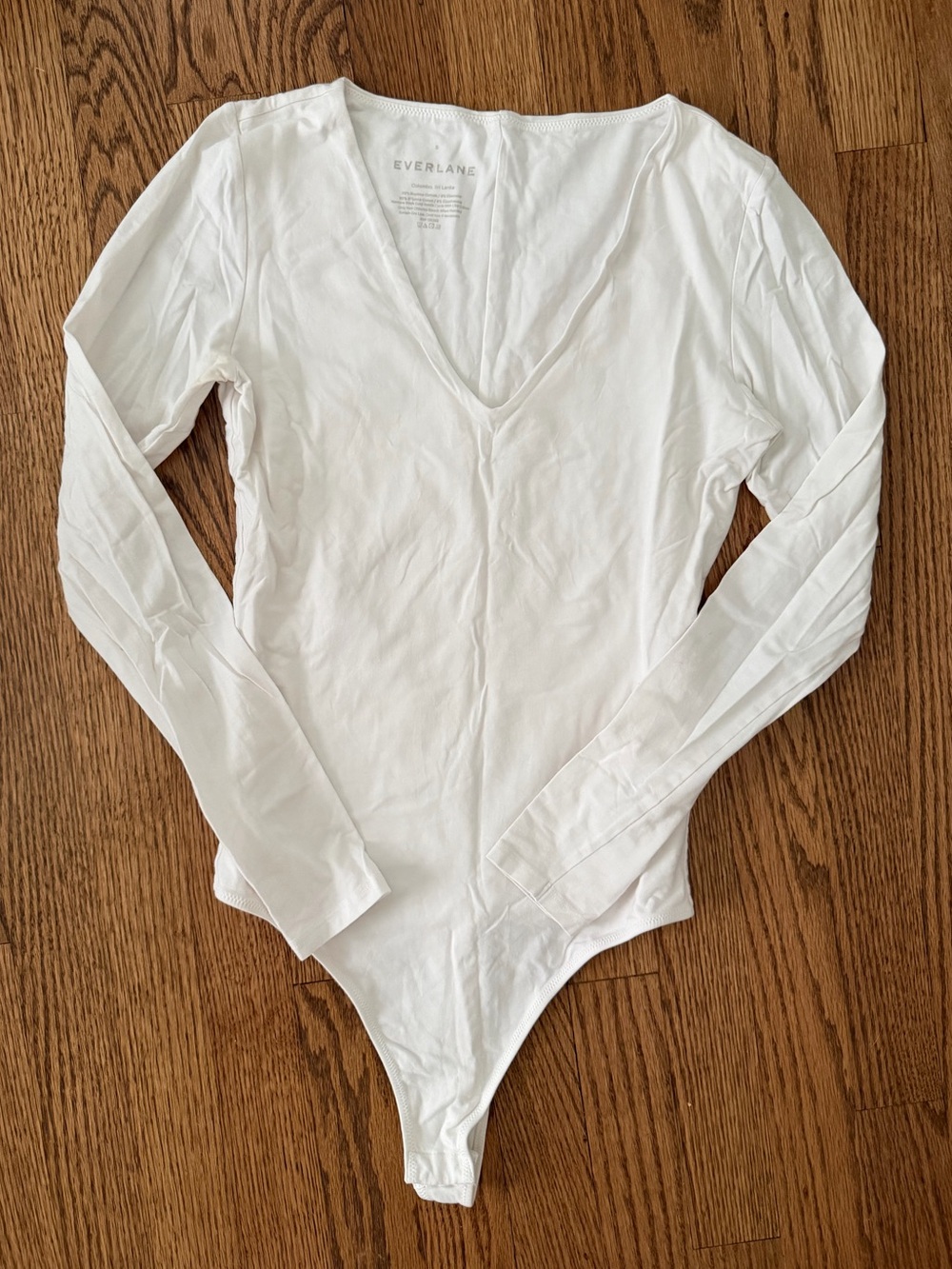 Long Sleeve V-Neck Thong Bodysuit